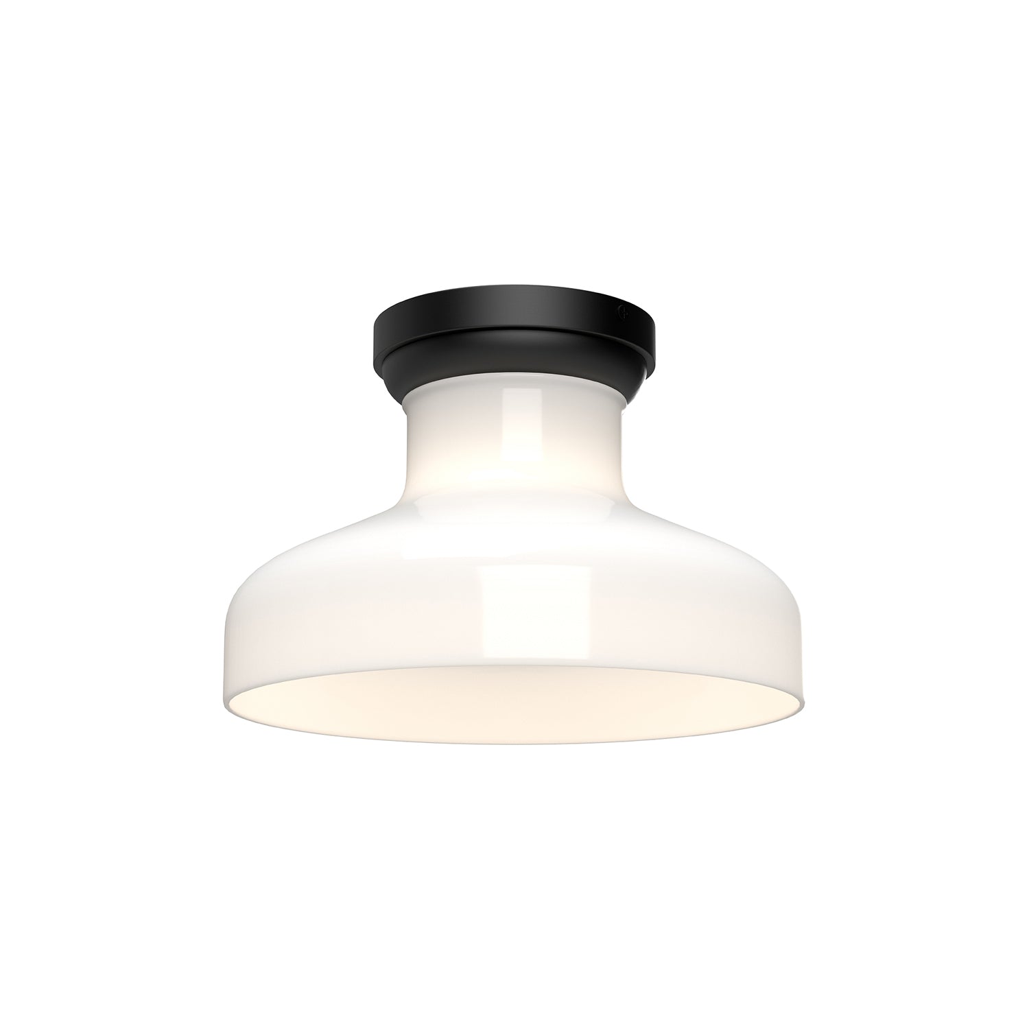 Westlake 11-in Glossy Opal Glass/Matte Black 1 Light Flush Mount by Alora Lighting | FM540011MBGO | Alora Lighting