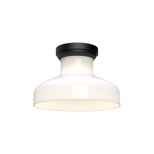 Westlake 11-in Glossy Opal Glass/Matte Black 1 Light Flush Mount by Alora Lighting | FM540011MBGO | Alora Lighting