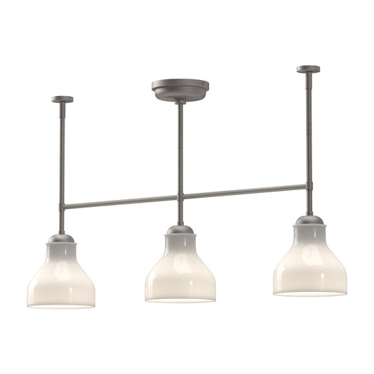 Westlake 34-in Brushed Nickel/Glossy Opal Glass 3 Lights Linear Pendant by Alora Lighting | LP540334BNGO | Alora Lighting