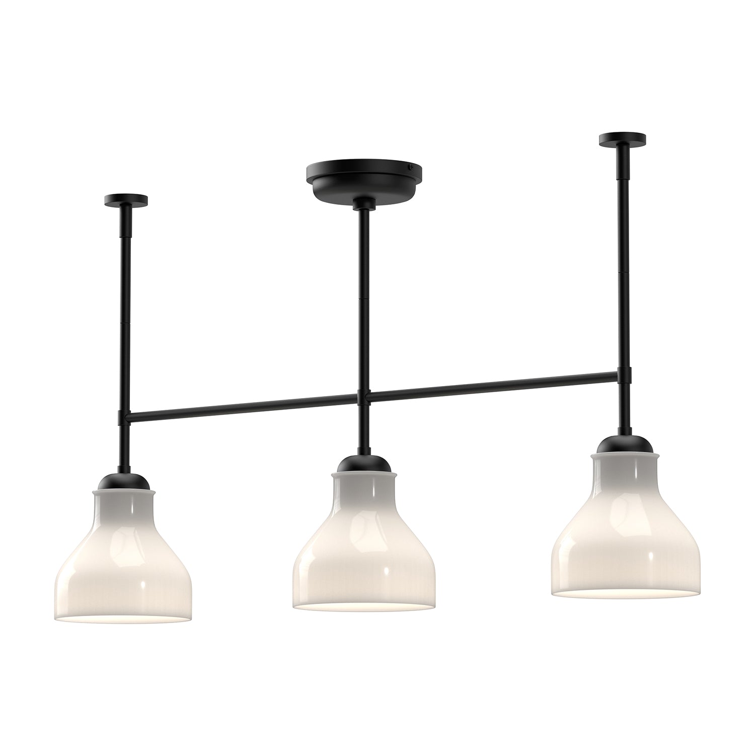 Westlake 34-in Glossy Opal Glass/Matte Black 3 Lights Linear Pendant by Alora Lighting | LP540334MBGO | Alora Lighting