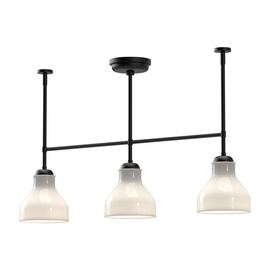 Westlake 34-in Glossy Opal Glass/Matte Black 3 Lights Linear Pendant by Alora Lighting | LP540334MBGO | Alora Lighting