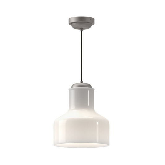 Westlake 11-in Brushed Nickel/Glossy Opal Glass 1 Light Pendant by Alora Lighting | PD540411BNGO | Alora Lighting