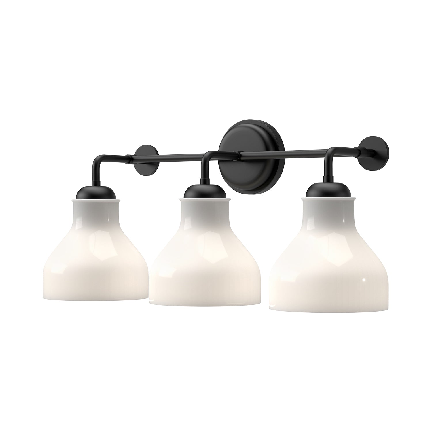 Westlake 22-in Glossy Opal Glass/Matte Black 3 Lights Vanity by Alora Lighting | VL540322MBGO | Alora Lighting