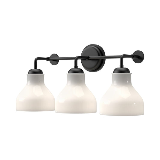 Westlake 22-in Glossy Opal Glass/Matte Black 3 Lights Vanity by Alora Lighting | VL540322MBGO | Alora Lighting
