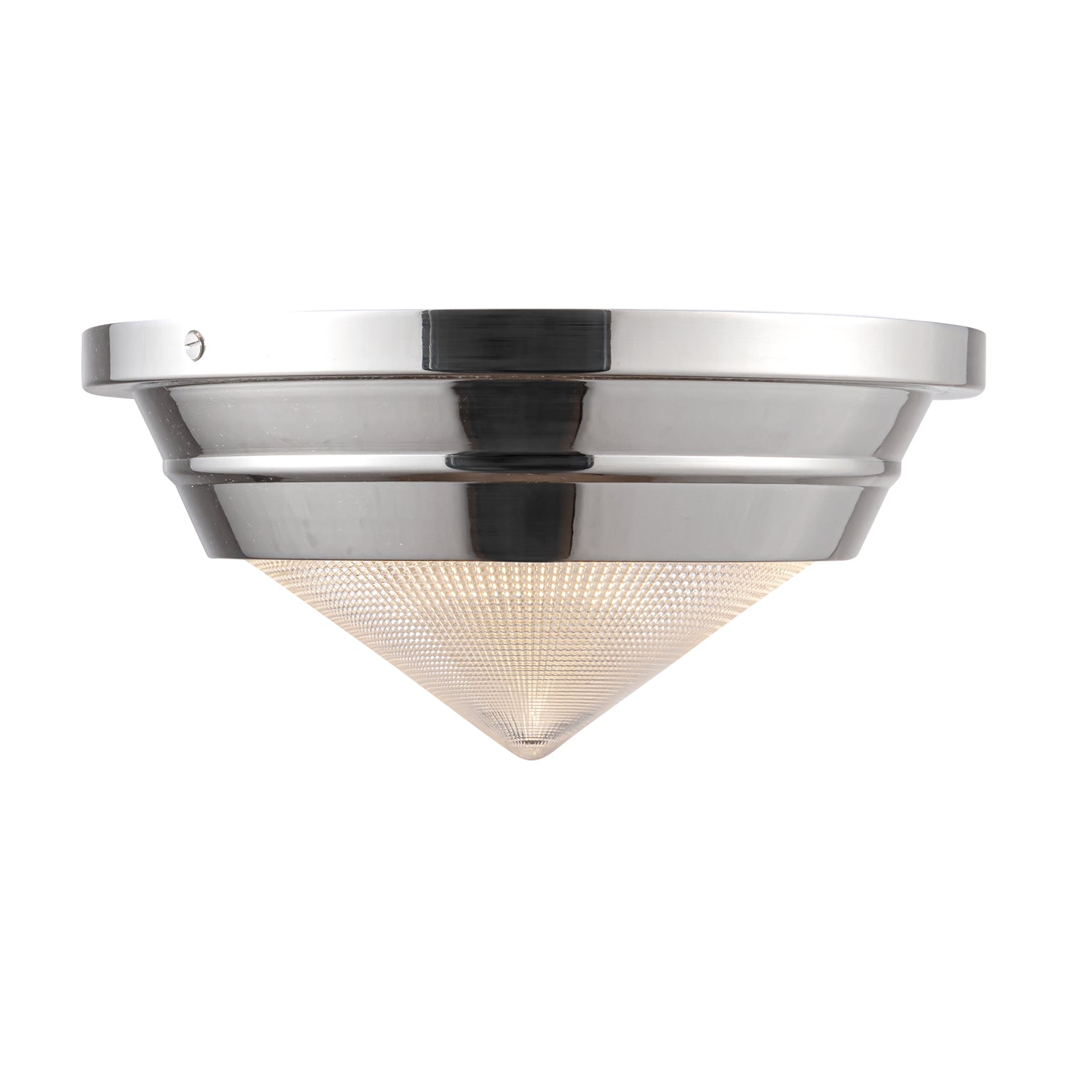Willard 10-in Polished Nickel/Prismatic Glass 1 Light Flush Mount by Alora Lighting | FM348010PNPG | Alora Lighting