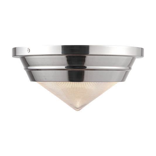 Willard 10-in Polished Nickel/Prismatic Glass 1 Light Flush Mount by Alora Lighting | FM348010PNPG | Alora Lighting