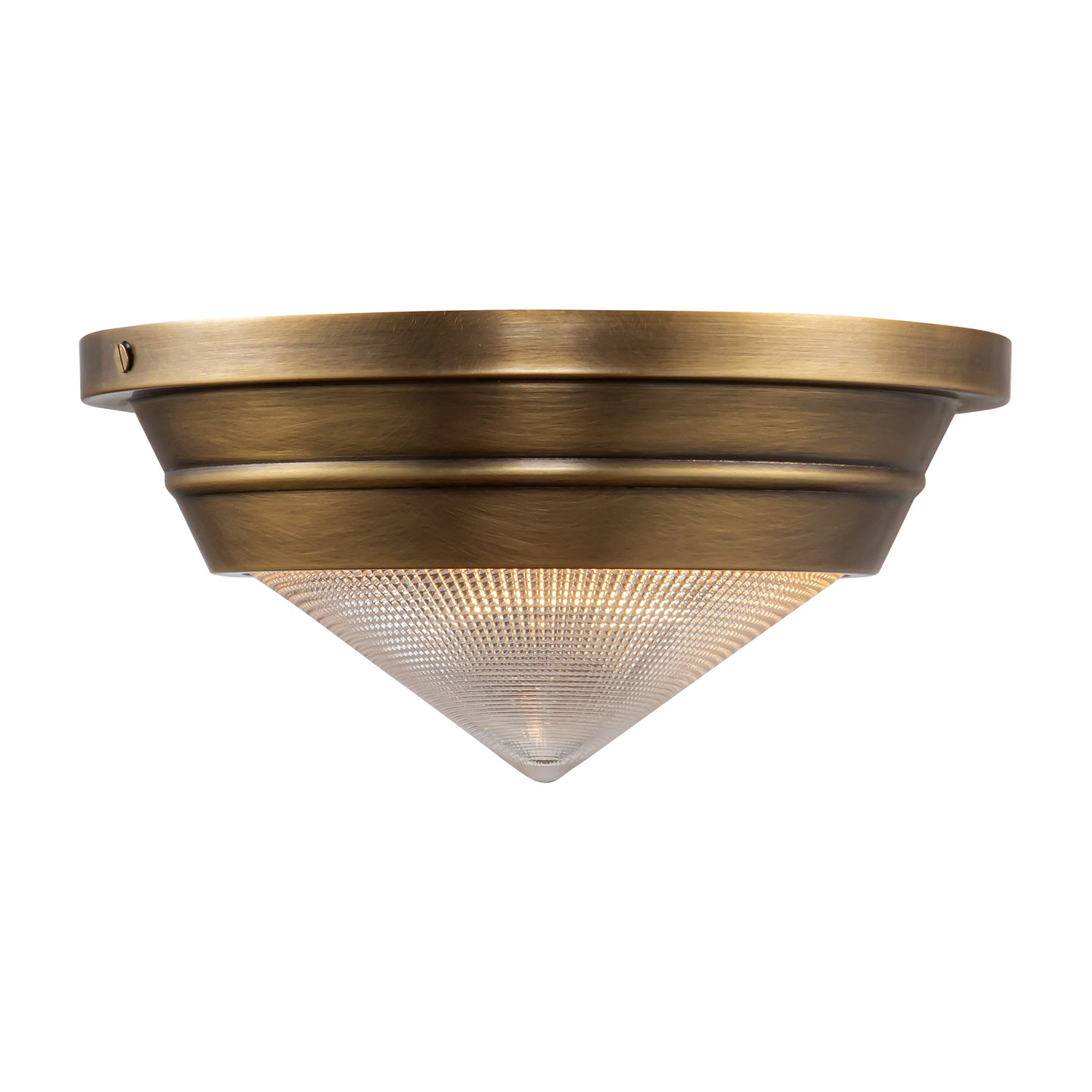 Willard 10-in Vintage Brass/Prismatic Glass 1 Light Flush Mount by Alora Lighting | FM348010VBPG | Alora Lighting