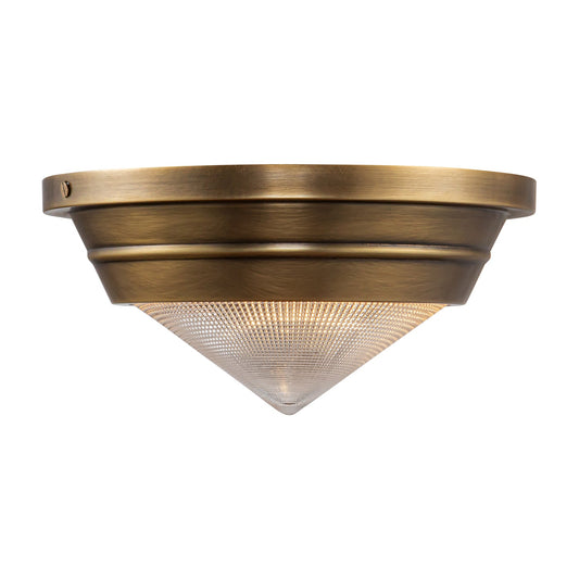 Willard 10-in Vintage Brass/Prismatic Glass 1 Light Flush Mount by Alora Lighting | FM348010VBPG | Alora Lighting