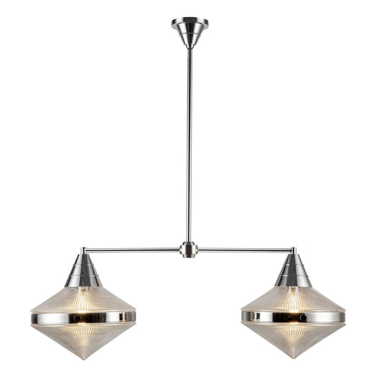 Willard 41-in Polished Nickel/Prismatic Glass 2 Lights Linear Pendant by Alora Lighting | LP348241PNPG | Alora Lighting