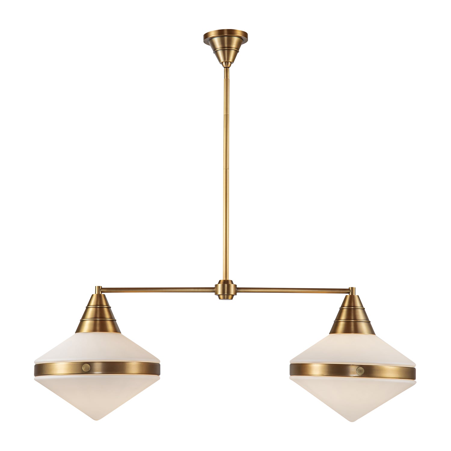 Willard 41-in Vintage Brass/Opal Matte Glass 2 Lights Linear Pendant by Alora Lighting | LP348241VBOP | Alora Lighting