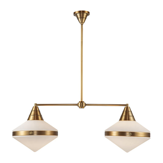 Willard 41-in Vintage Brass/Opal Matte Glass 2 Lights Linear Pendant by Alora Lighting | LP348241VBOP | Alora Lighting