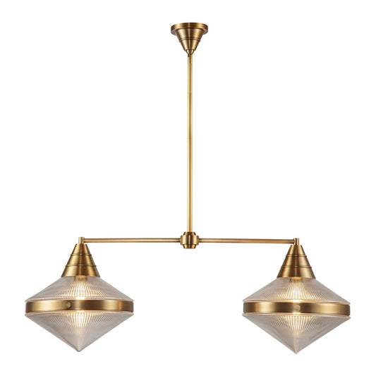 Willard 41-in Vintage Brass/Prismatic Glass 2 Lights Linear Pendant by Alora Lighting | LP348241VBPG | Alora Lighting