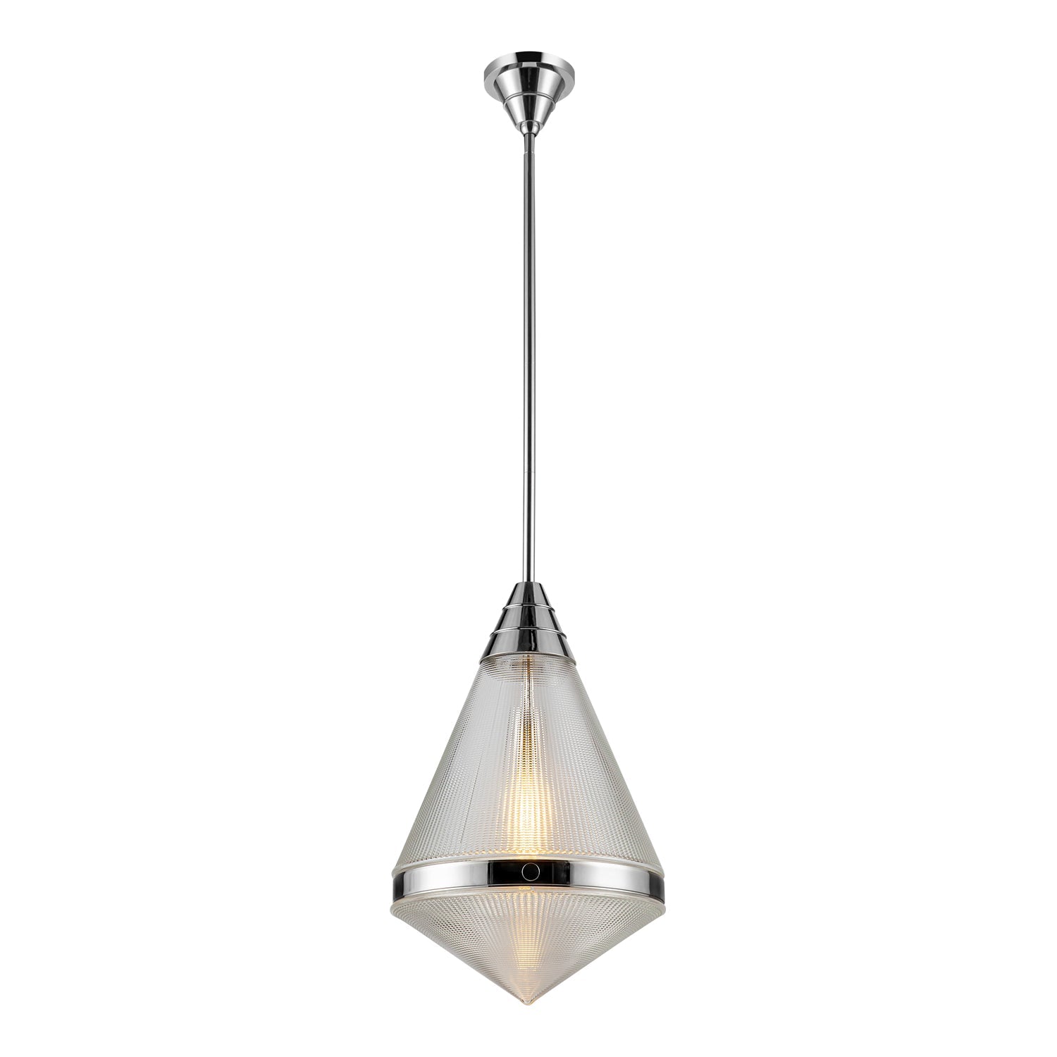 Willard 22-in Polished Nickel/Prismatic Glass 1 Light Pendant by Alora Lighting | PD348022PNPG | Alora Lighting