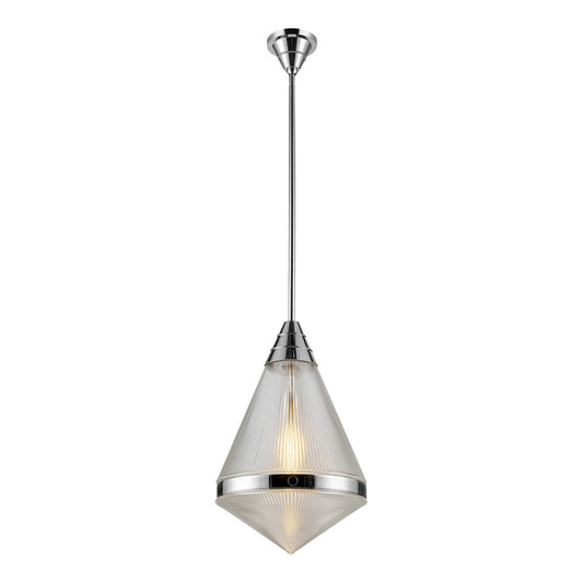 Willard 22-in Polished Nickel/Prismatic Glass 1 Light Pendant by Alora Lighting | PD348022PNPG | Alora Lighting
