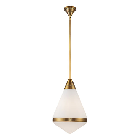 Willard 22-in Vintage Brass/Opal Matte Glass 1 Light Pendant by Alora Lighting | PD348022VBOP | Alora Lighting