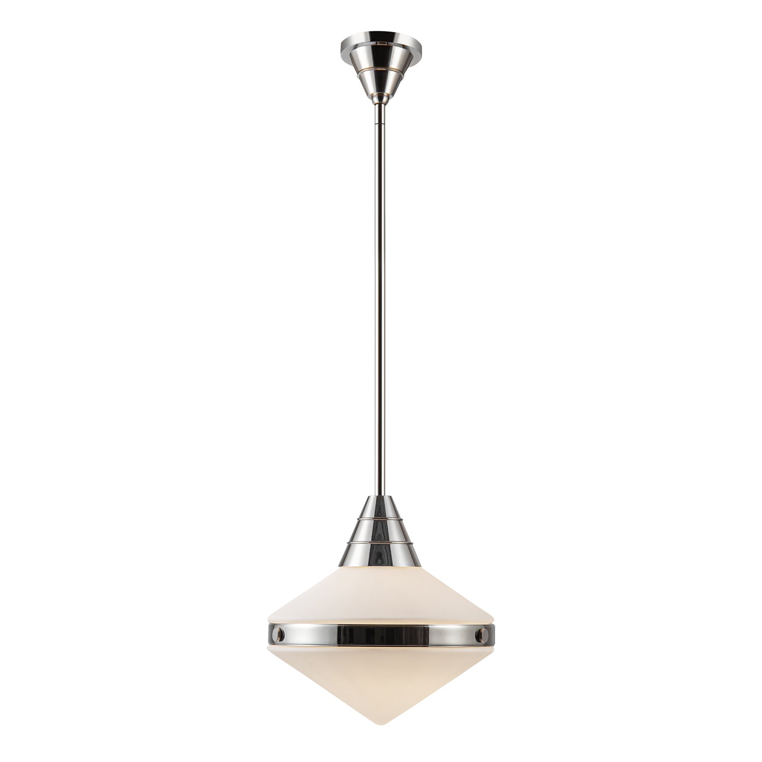 Willard 14-in Polished Nickel/Opal Matte Glass 1 Light Pendant by Alora Lighting | PD348114PNOP | Alora Lighting
