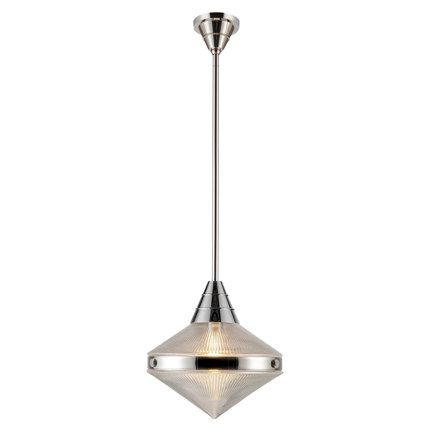 Willard 14-in Polished Nickel/Prismatic Glass 1 Light Pendant by Alora Lighting | PD348114PNPG | Alora Lighting