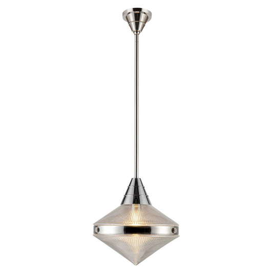 Willard 14-in Polished Nickel/Prismatic Glass 1 Light Pendant by Alora Lighting | PD348114PNPG | Alora Lighting