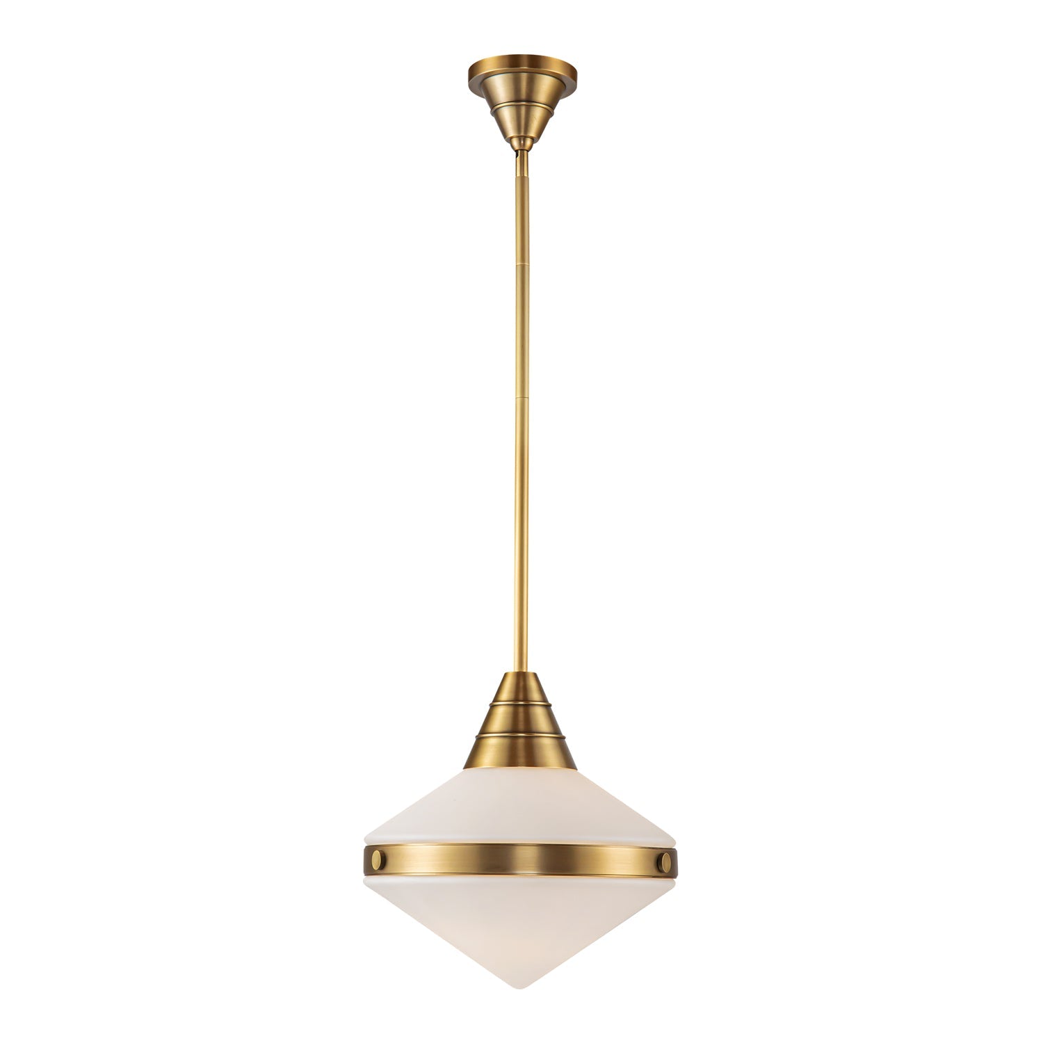 Willard 14-in Vintage Brass/Opal Matte Glass 1 Light Pendant by Alora Lighting | PD348114VBOP | Alora Lighting