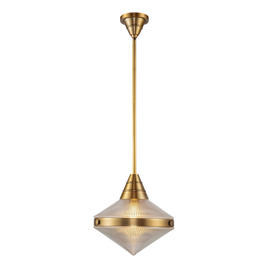 Willard 14-in Vintage Brass/Prismatic Glass 1 Light Pendant by Alora Lighting | PD348114VBPG | Alora Lighting
