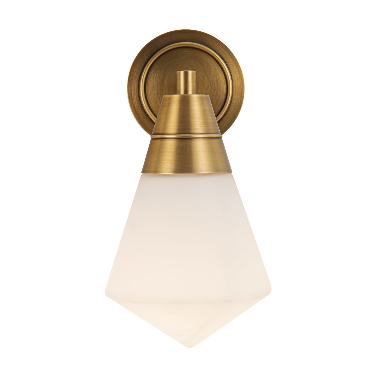 Willard 6-in Vintage Brass/Opal Matte Glass 1 Light Wall/Vanity by Alora Lighting | WV348106VBOP | Alora Lighting