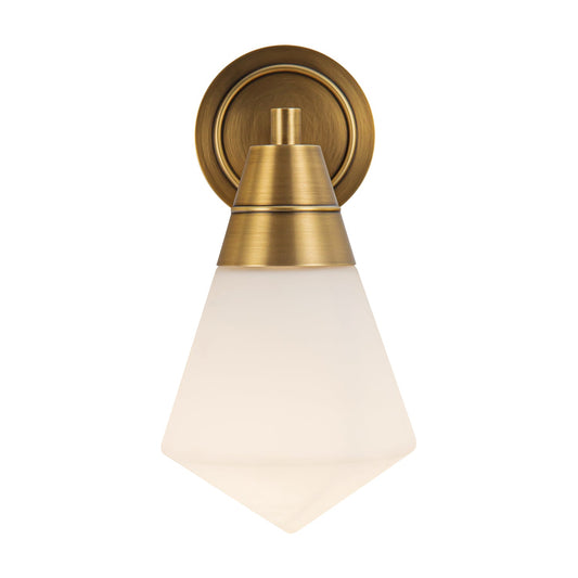 Willard 6-in Vintage Brass/Opal Matte Glass 1 Light Wall/Vanity by Alora Lighting | WV348106VBOP | Alora Lighting