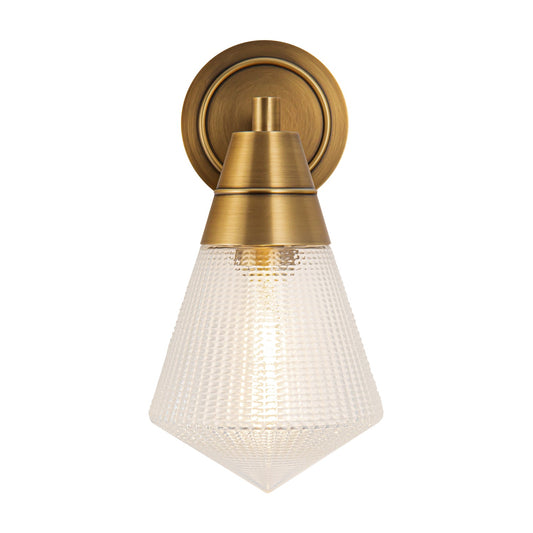 Willard 6-in Vintage Brass/Prismatic Glass 1 Light Wall/Vanity by Alora Lighting | WV348106VBPG | Alora Lighting