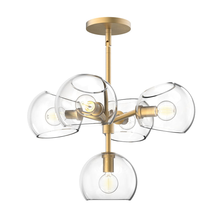 Willow 18-in Brushed Gold/Clear Glass 5 Lights Chandelier by Alora Lighting | CH548518BGCL | Alora Lighting