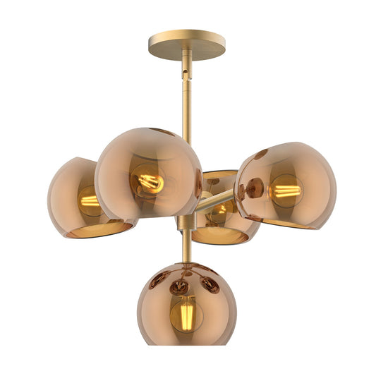 Willow 18-in Brushed Gold/Copper Glass 5 Lights Chandelier by Alora Lighting | CH548518BGCP | Alora Lighting