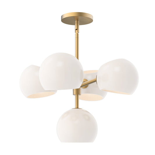 Willow 18-in Brushed Gold/Opal Matte Glass 5 Lights Chandelier by Alora Lighting | CH548518BGOP | Alora Lighting