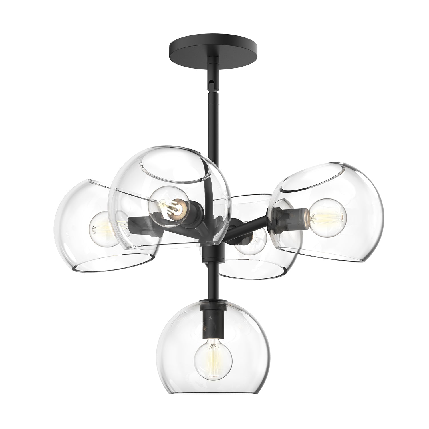 Willow 18-in Clear Glass/Matte Black 5 Lights Chandelier by Alora Lighting | CH548518MBCL | Alora Lighting