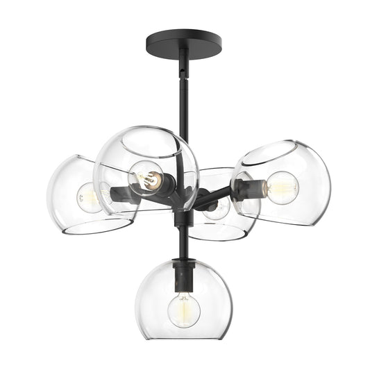 Willow 18-in Clear Glass/Matte Black 5 Lights Chandelier by Alora Lighting | CH548518MBCL | Alora Lighting