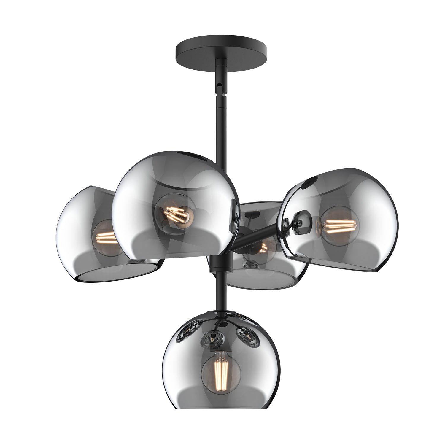Willow 18-in Matte Black/Smoked Solid Glass 5 Lights Chandelier by Alora Lighting | CH548518MBSM | Alora Lighting
