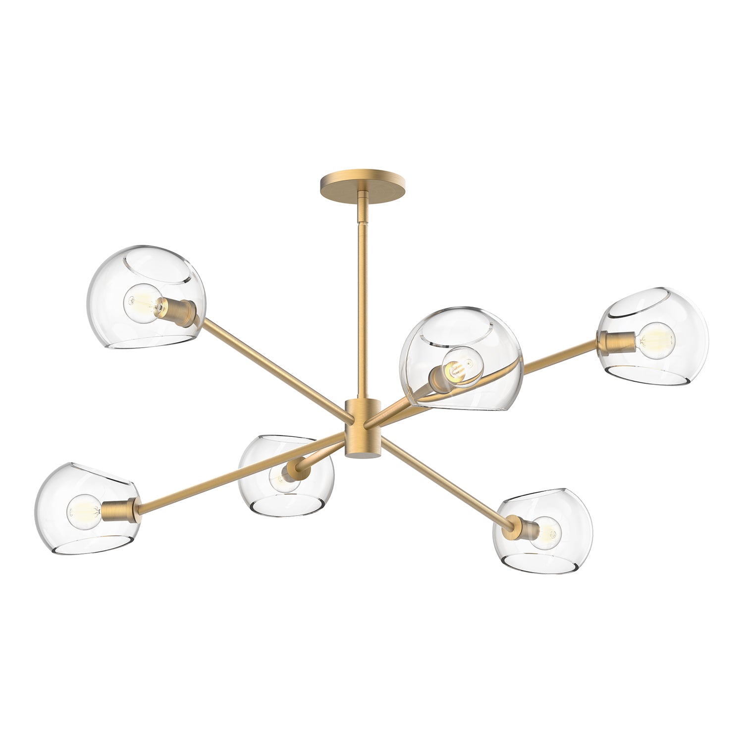 Willow 37-in Brushed Gold/Clear Glass 6 Lights Chandelier by Alora Lighting | CH548637BGCL | Alora Lighting