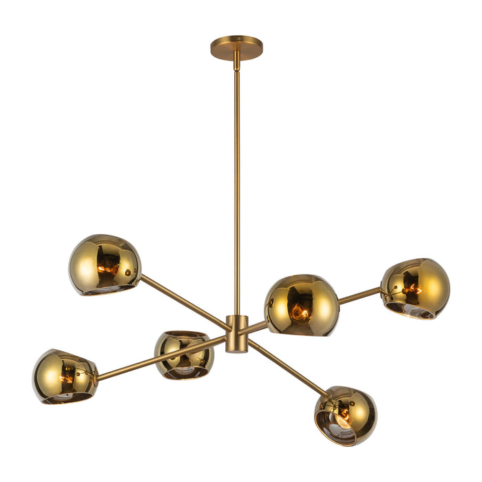 Willow 37-in Brushed Gold/Copper Glass 6 Lights Chandelier by Alora Lighting | CH548637BGCP | Alora Lighting
