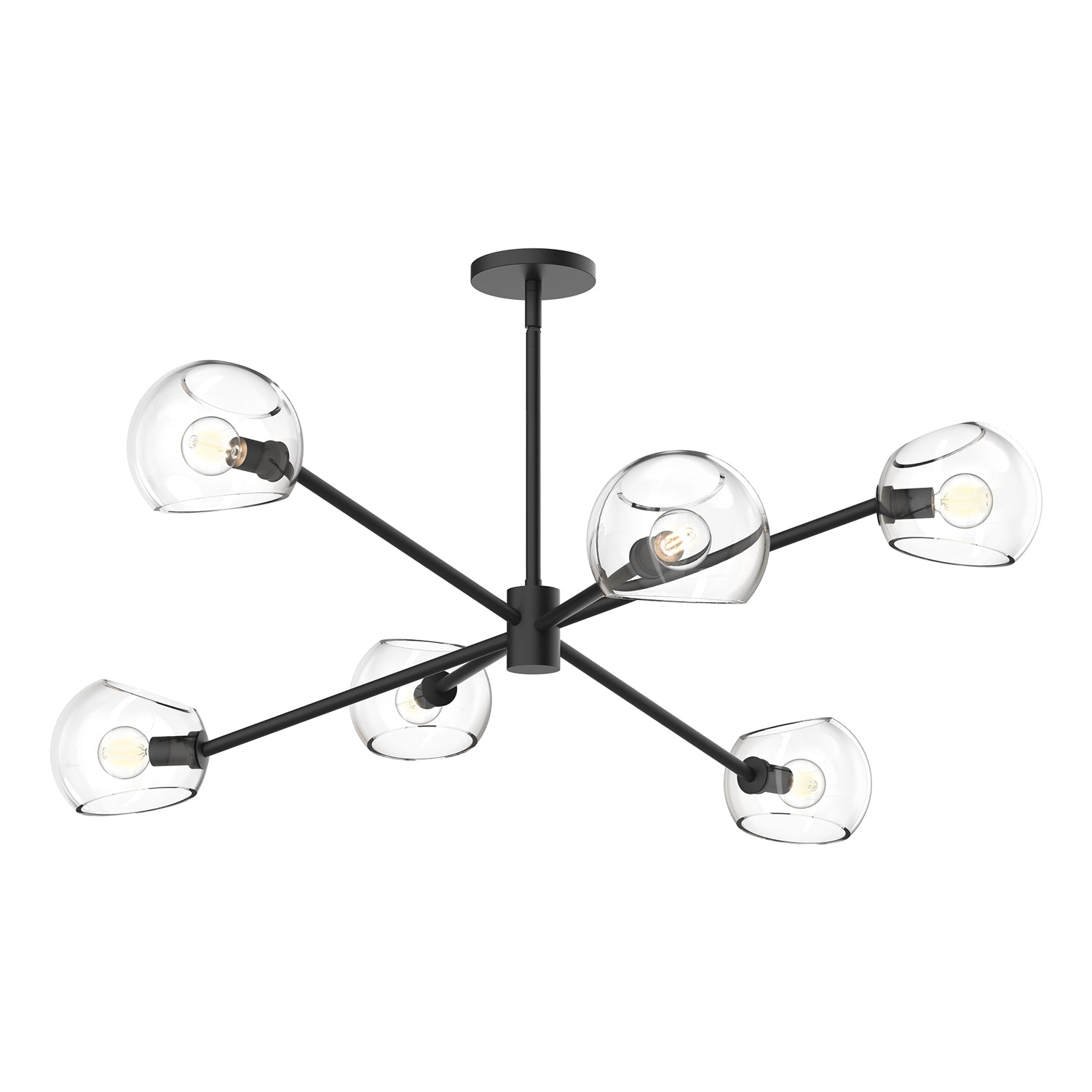 Willow 37-in Clear Glass/Matte Black 6 Lights Chandelier by Alora Lighting | CH548637MBCL | Alora Lighting
