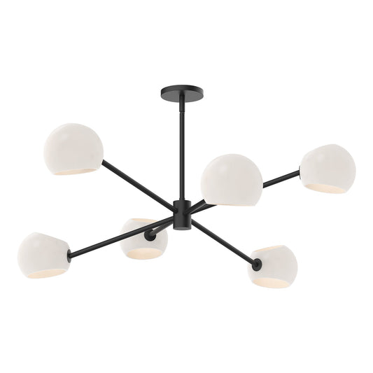 Willow 37-in Matte Black/Opal Matte Glass 6 Lights Chandelier by Alora Lighting | CH548637MBOP | Alora Lighting
