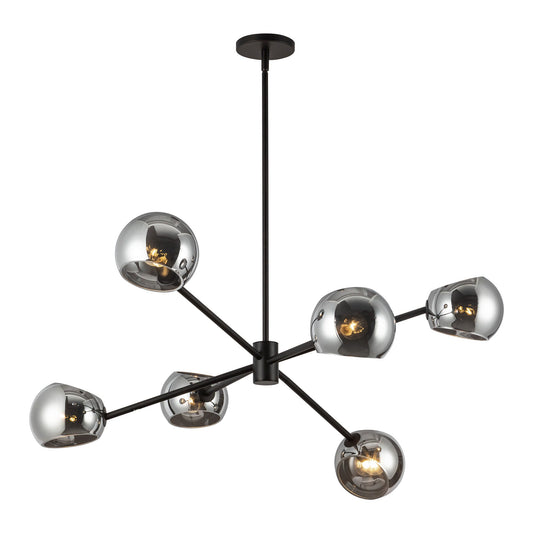 Willow 37-in Matte Black/Smoked Solid Glass 6 Lights Chandelier by Alora Lighting | CH548637MBSM | Alora Lighting