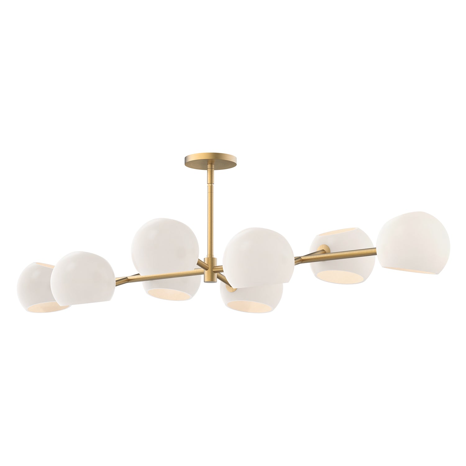 Willow 48-in Brushed Gold/Opal Matte Glass 8 Lights Linear Pendant by Alora Lighting | LP548848BGOP | Alora Lighting
