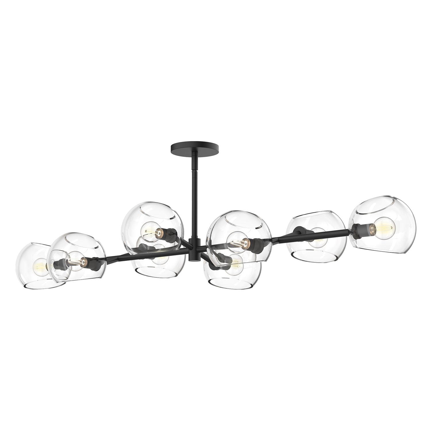 Willow 48-in Clear Glass/Matte Black 8 Lights Linear Pendant by Alora Lighting | LP548848MBCL | Alora Lighting