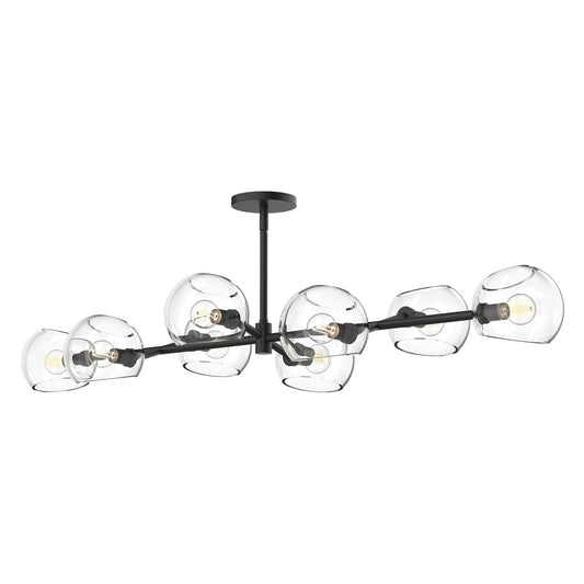 Willow 48-in Clear Glass/Matte Black 8 Lights Linear Pendant by Alora Lighting | LP548848MBCL | Alora Lighting