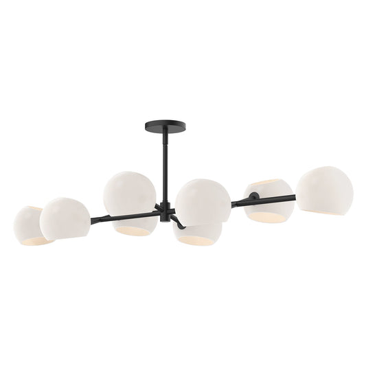 Willow 48-in Matte Black/Opal Matte Glass 8 Lights Linear Pendant by Alora Lighting | LP548848MBOP | Alora Lighting