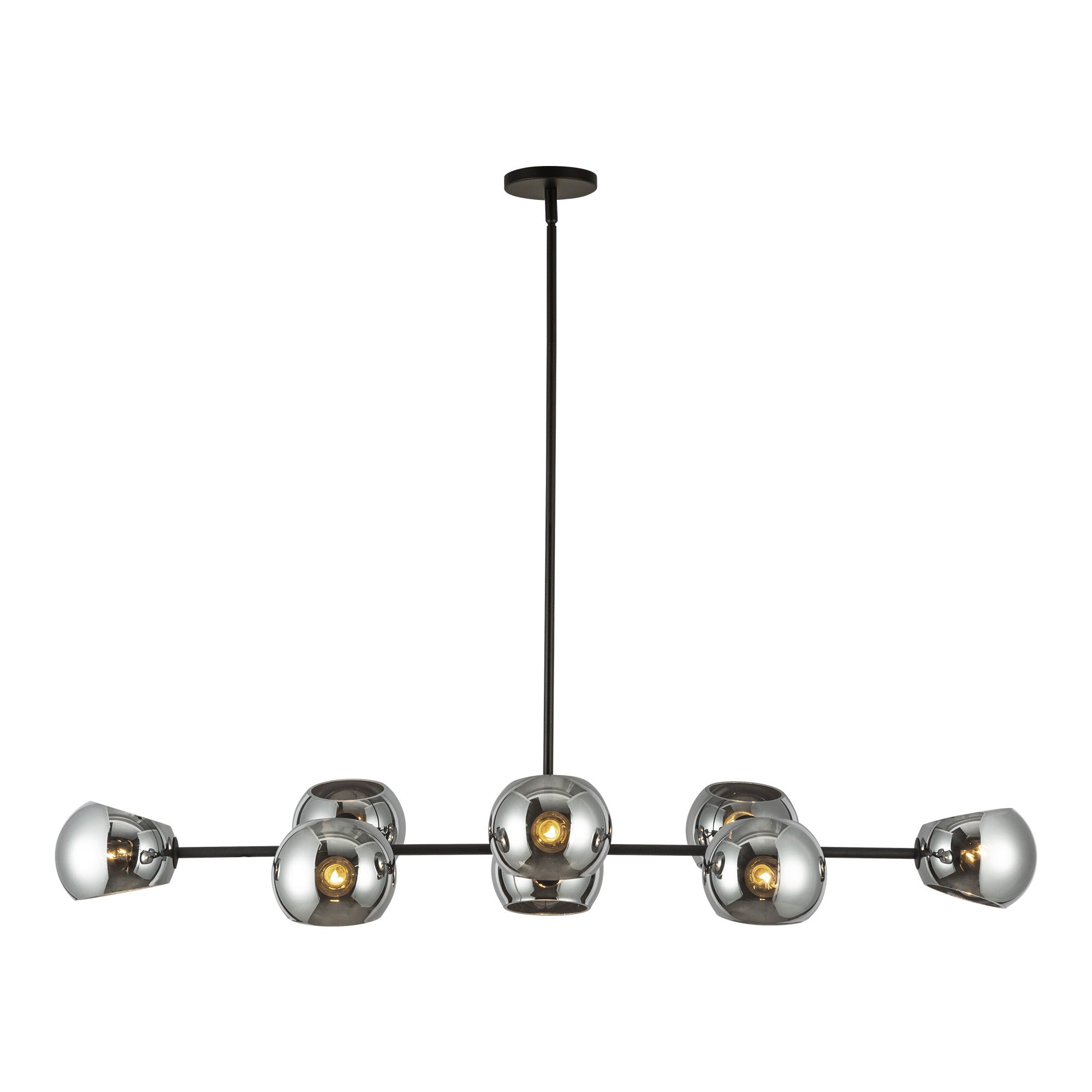 Willow 48-in Matte Black/Smoked Solid Glass 8 Lights Linear Pendant by Alora Lighting | LP548848MBSM | Alora Lighting