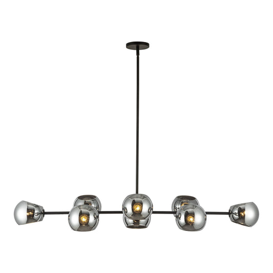 Willow 48-in Matte Black/Smoked Solid Glass 8 Lights Linear Pendant by Alora Lighting | LP548848MBSM | Alora Lighting