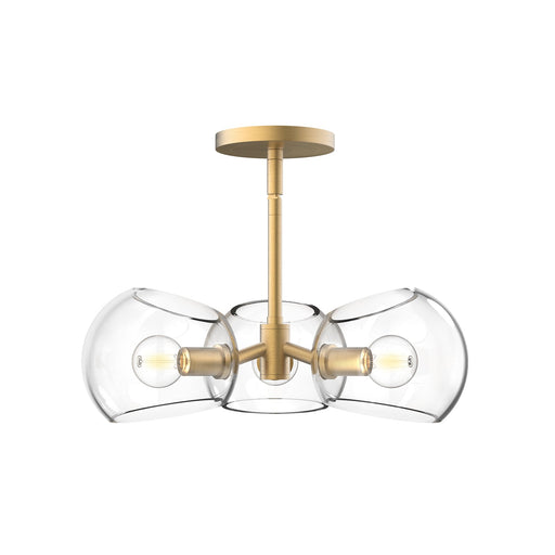 Willow 16-in Brushed Gold/Clear Glass 3 Lights Pendant by Alora Lighting | PD548315BGCL | Alora Lighting