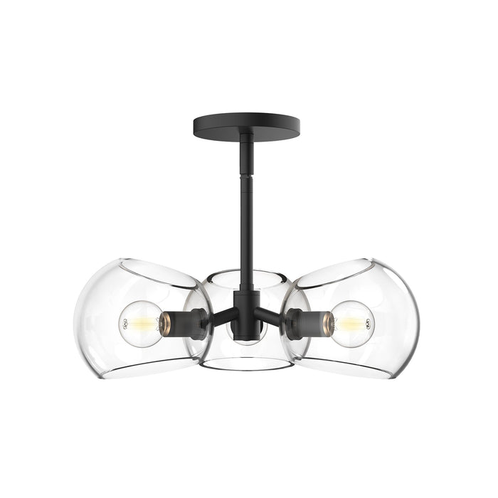 Willow 16-in Clear Glass/Matte Black 3 Lights Pendant by Alora Lighting | PD548315MBCL | Alora Lighting