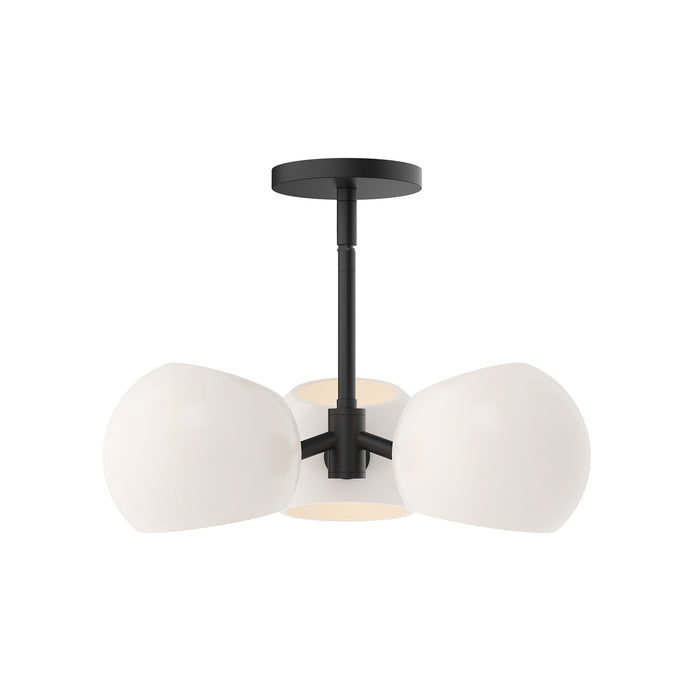 Willow 16-in Matte Black/Opal Matte Glass 3 Lights Pendant by Alora Lighting | PD548315MBOP | Alora Lighting