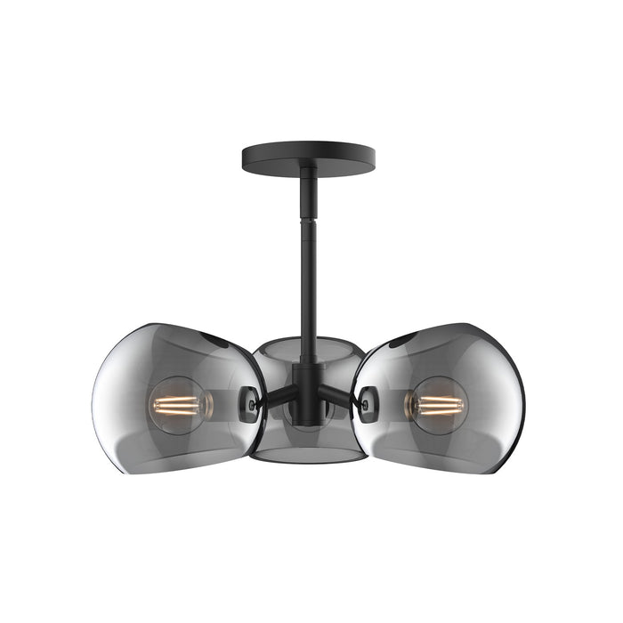 Willow 16-in Matte Black/Smoked Solid Glass 3 Lights Pendant by Alora Lighting | PD548315MBSM | Alora Lighting