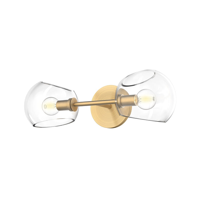 Willow 17-in Brushed Gold/Clear Glass 2 Lights Wall/Vanity by Alora Lighting | WV548217BGCL | Alora Lighting