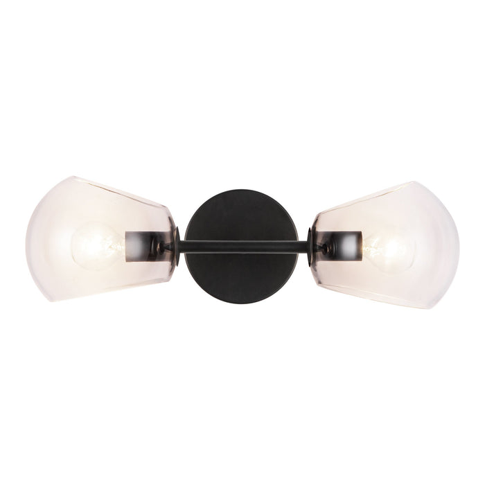 Willow 17-in Clear Glass/Matte Black 2 Lights Wall/Vanity by Alora Lighting | WV548217MBCL | Alora Lighting